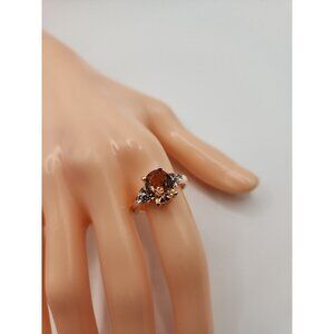 New, Promise Ring with Champagne-Colored Faux Gemstone, Size 7 with gift box,